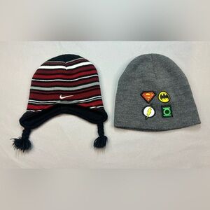 Toddler Hats Lot (Ages 2–4) – Nike Knit Winter Hat & DC Comics Beanie